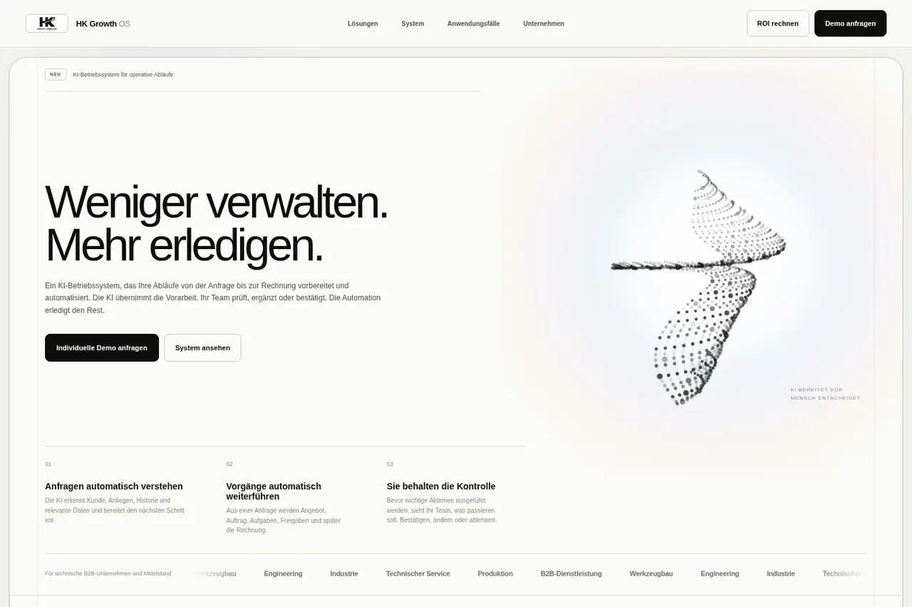 Screenshot der Website HK Growth OS